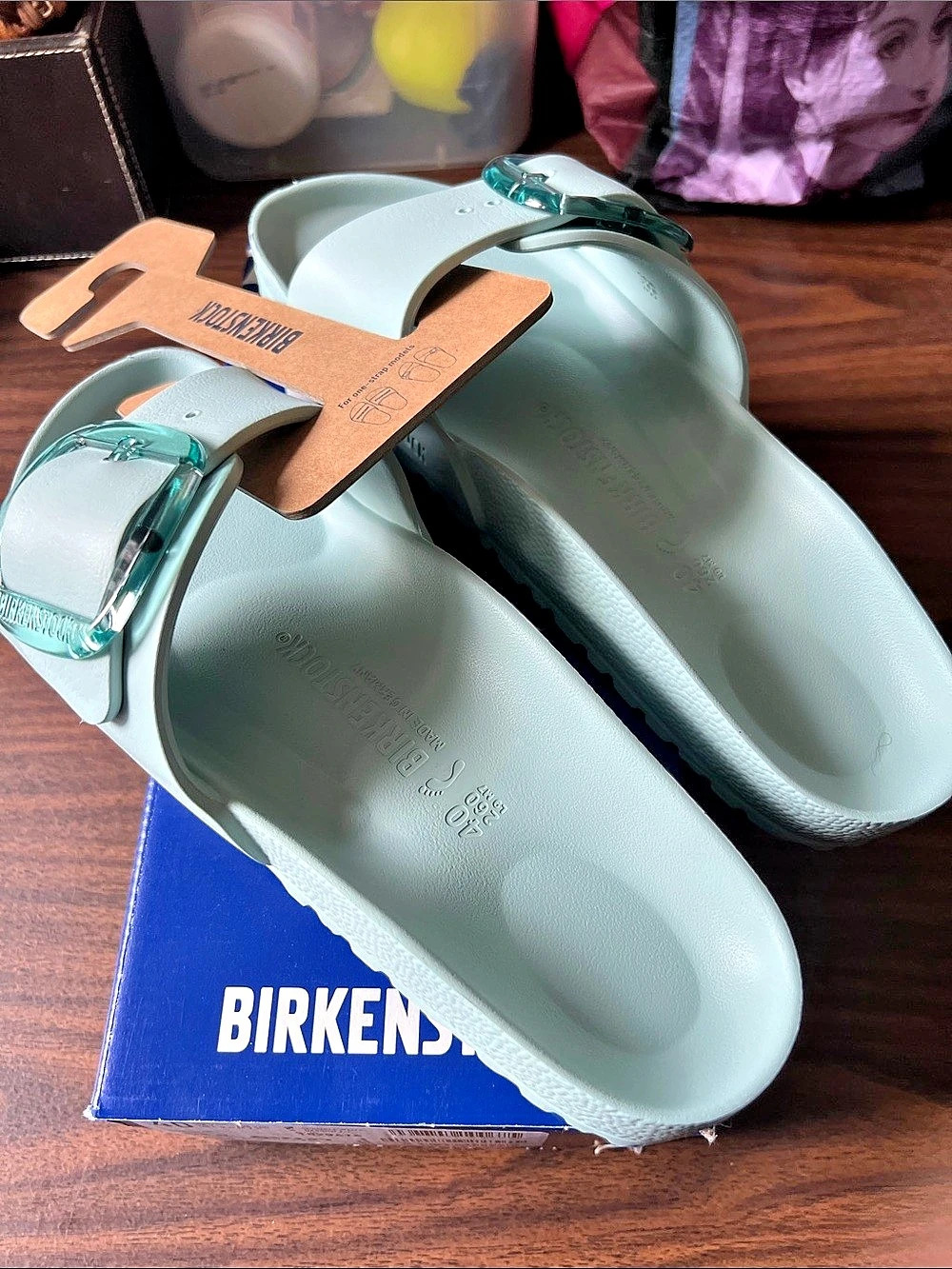 Birkenstock Madrid Big Buckle EVA Sandals in Surf Green US 9 / EU 40 NEW in BOX